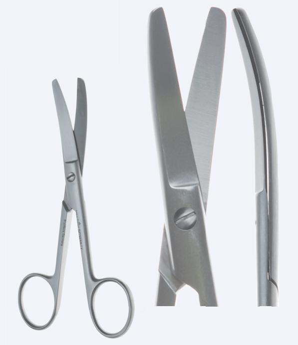 Ножиці, хірургічні, стандартна модель, вигнуті, тупокінцеві, загальна довжина 105 мм, 4 1/8"